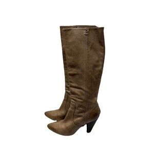 FRYE Regina Zip Heel Tall Brown Leather Womens Size 9.5 M Dress Boots 76311